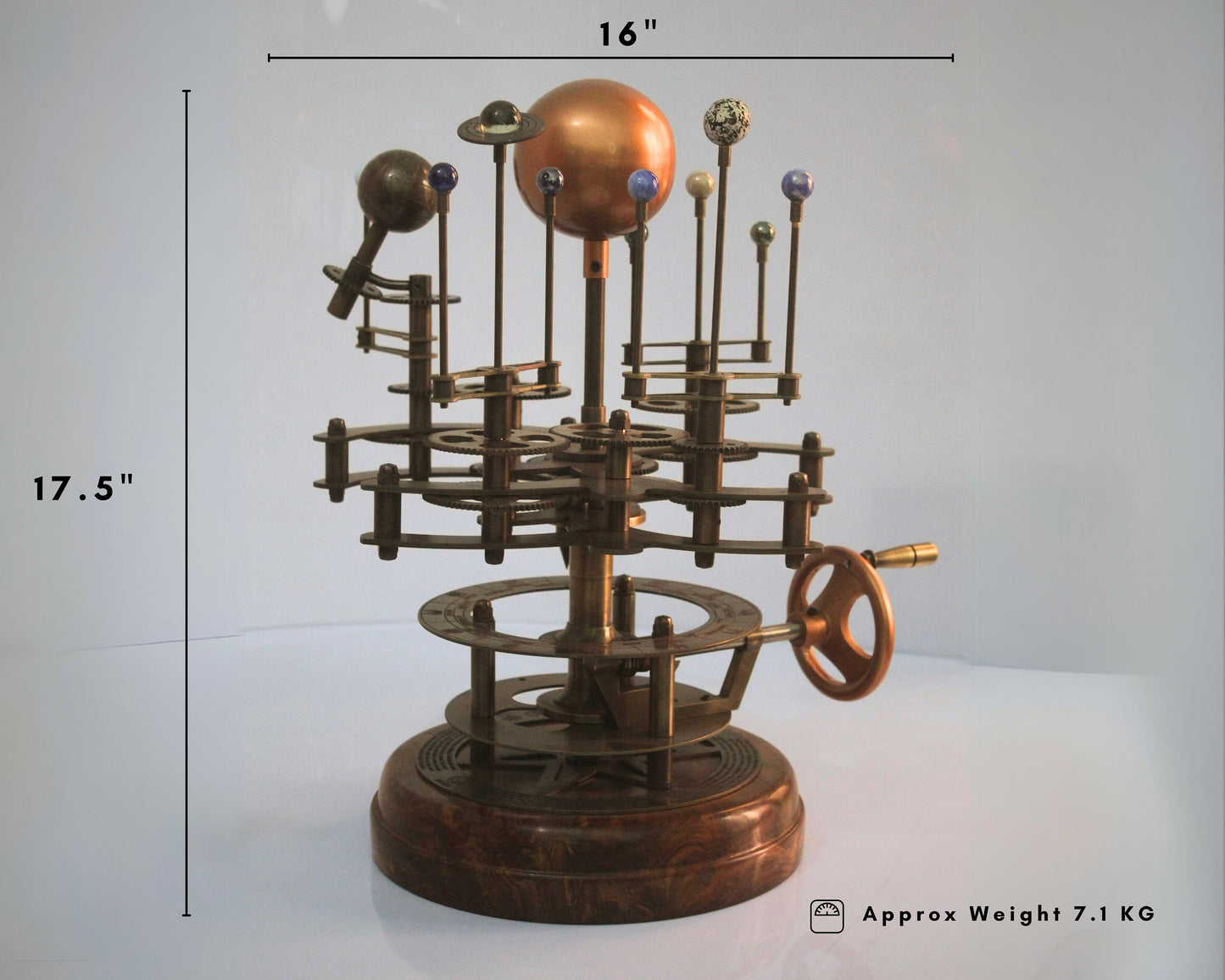 Solar System Celestial Model Fully Functional Antique Orrery with Saturn