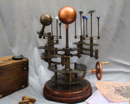 Solar System Celestial Model Fully Functional Antique Orrery with Saturn