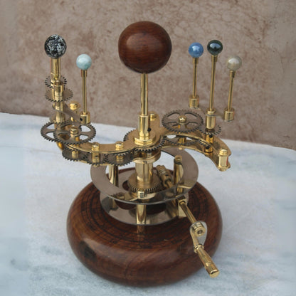 Brass Orrery a Luxury Art Piece for Book Shelves, Functional Model of Solar System