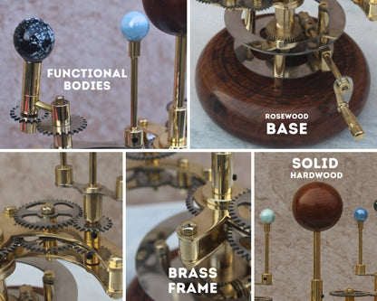 Brass Orrery a Luxury Art Piece for Book Shelves, Functional Model of Solar System