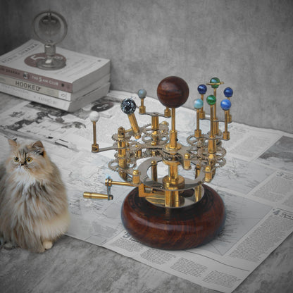 Steampunk Decor Orrery, Piece for Book Shelves Brass and Steel Orrery A Functional Model of the Solar System with planets