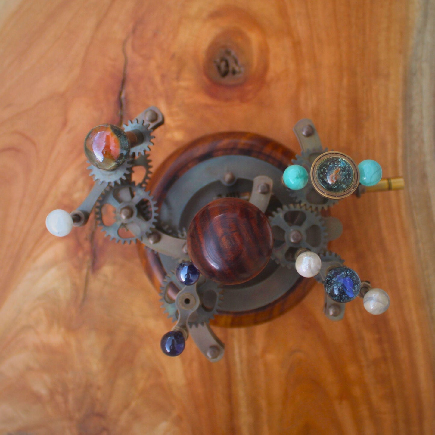 Luxury Decor Piece for Book Shelves Brass and Steel Orrery A Functional Model of the Solar System with planets