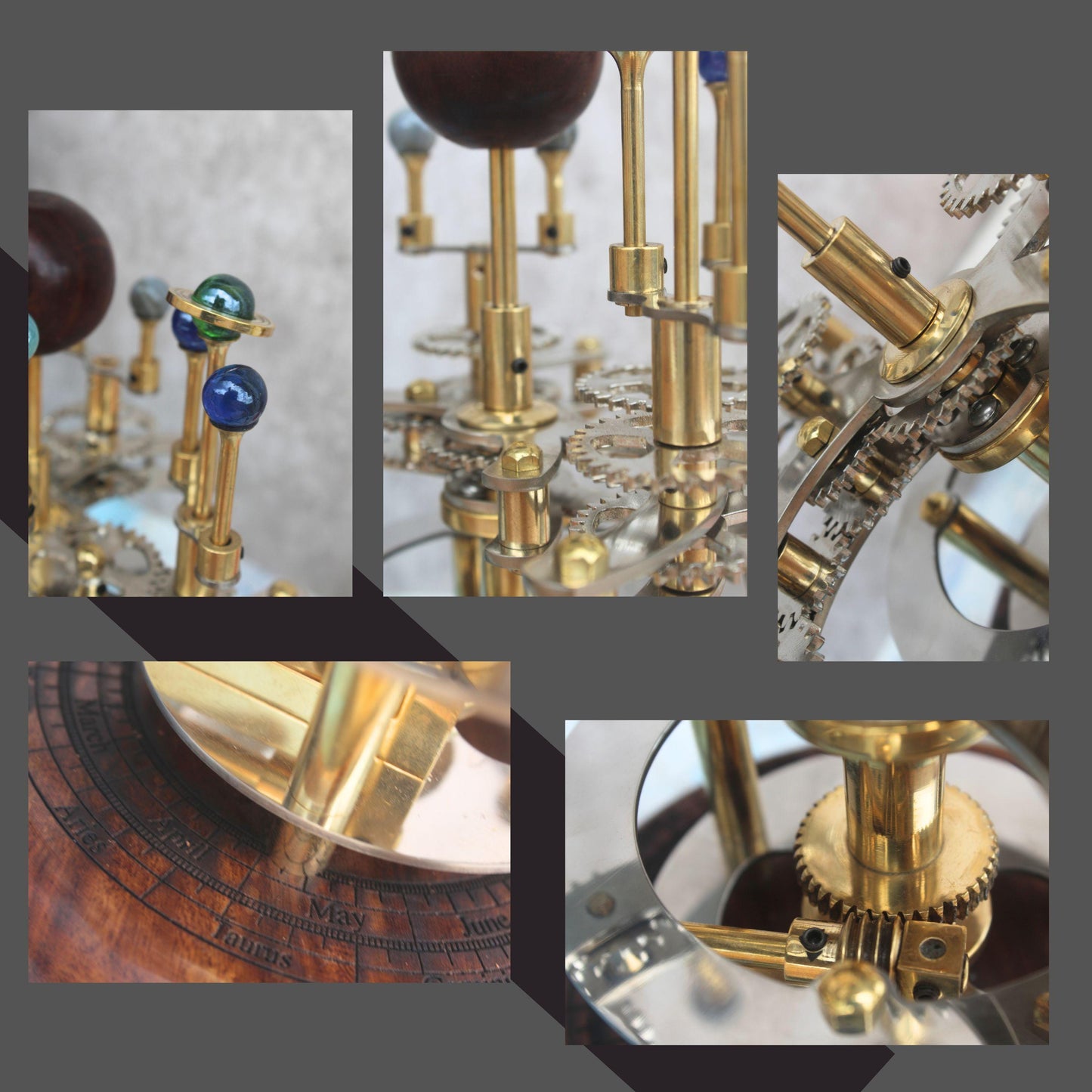 Steampunk Decor Orrery, Piece for Book Shelves Brass and Steel Orrery A Functional Model of the Solar System with planets