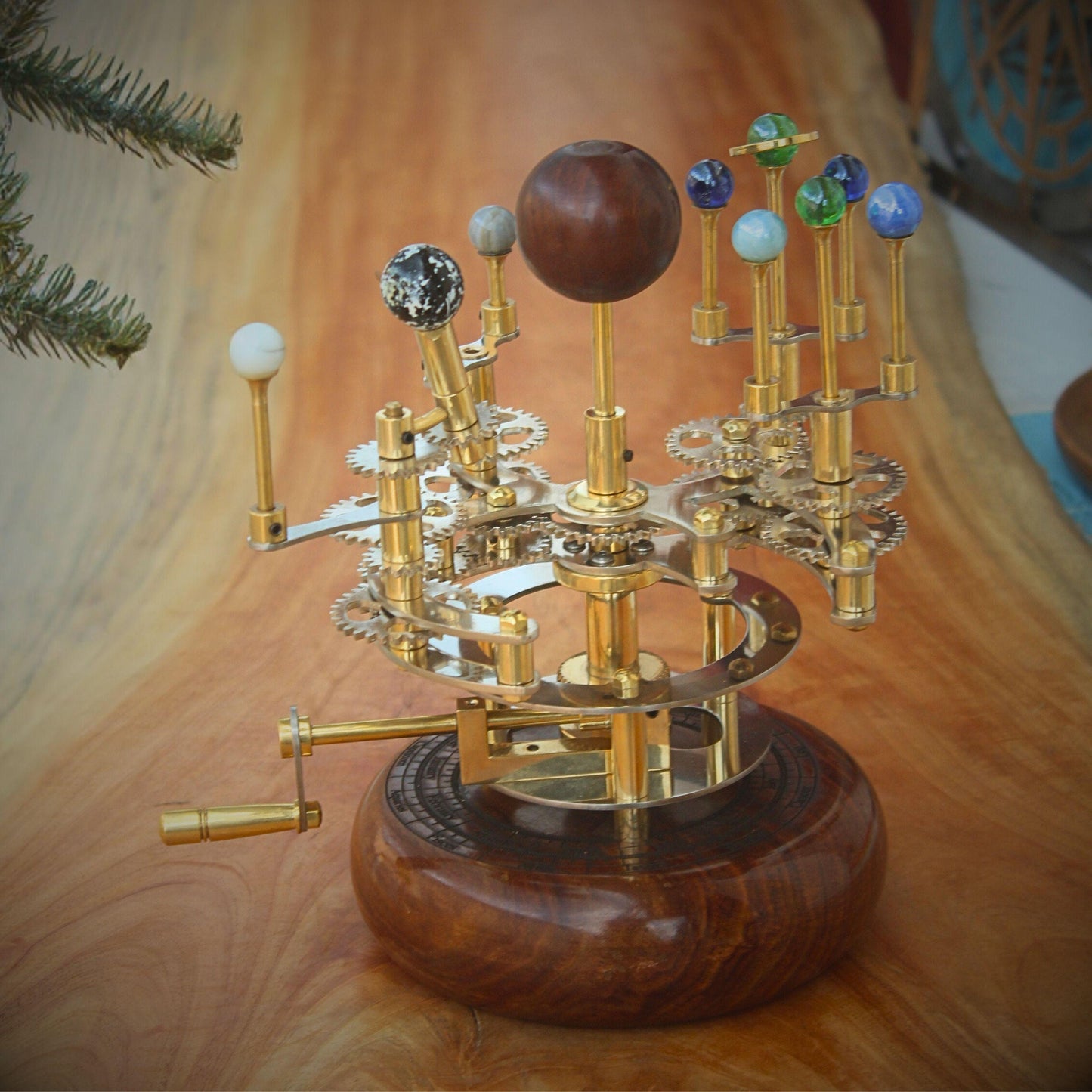 Steampunk Decor Orrery, Piece for Book Shelves Brass and Steel Orrery A Functional Model of the Solar System with planets