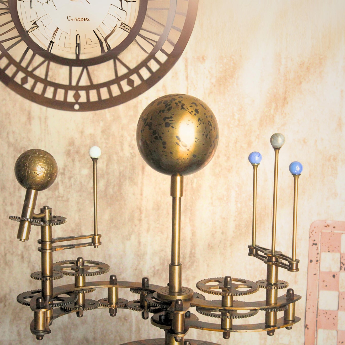 Rustic Solar System Model Steampunk Fully Functional Tellurion Celestial Gift for Astro Lovers Orrery Antique Gift