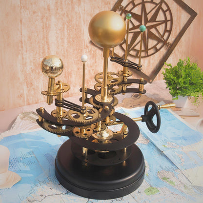 Black Luxury Solar System Model Fully Functional Tellurion Christmas Gift for Astro Lovers Orrery Antique Gift