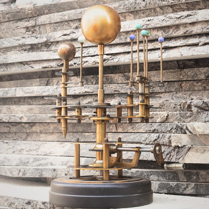 Rustic Solar System Model Fully Functional Tellurion Celestial Gift for Astro Lovers Orrery Antique Gift