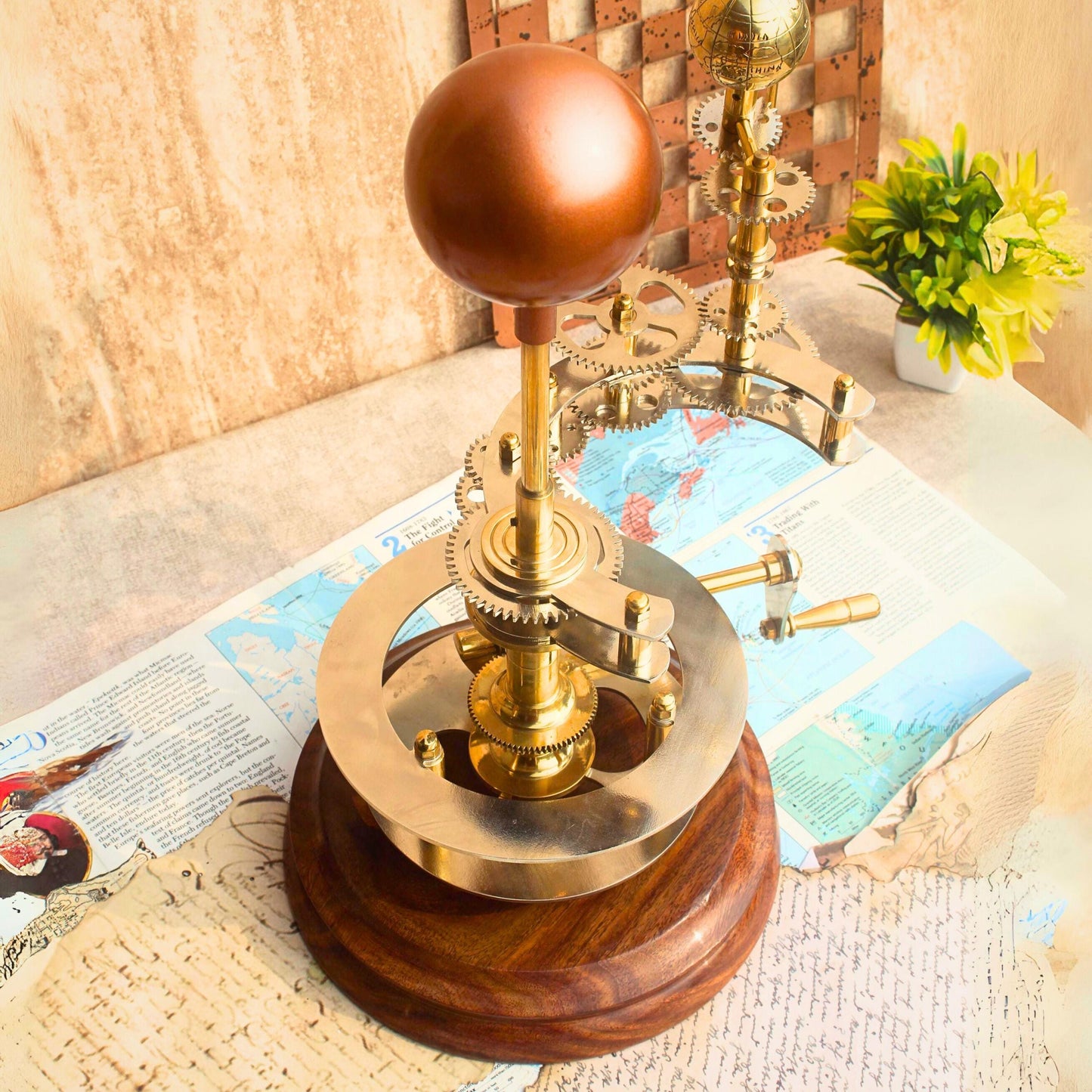 Orrery, Working of Earth, Moon around the Sun, Brass and Steel Made