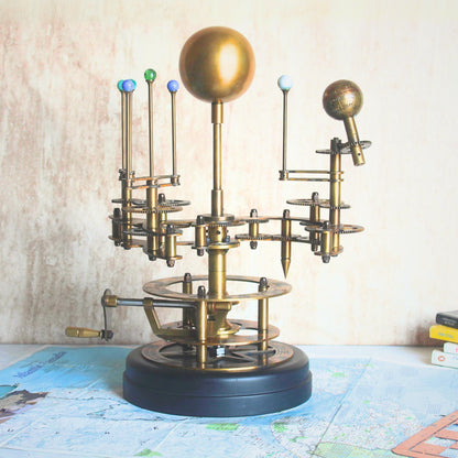 Rustic Solar System Model Fully Functional Tellurion Celestial Gift for Astro Lovers Orrery Antique Gift