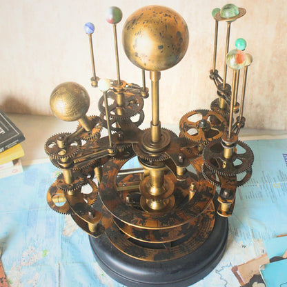 Rustic Orrery Solar System Celestial Model Fully Functional Antique Orrery with Saturn