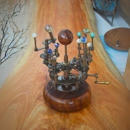 Luxury Art Orrery, Piece for Book Shelves Brass and Steel Orrery A Functional Model of the Solar System with planets